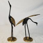 Vintage Pair Of Brass Cranes Herons Figurine Mid Century Modern Korea
