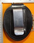 Genuine Police Badge Holder With Clip   Lanyard-leather Black