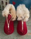 Vintage Mrs  Day s Ideal Shoes Sz 5 Santa Red Christmas Baby Toddler Velvet Fur