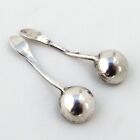 Hand Made Salt Spoons Pair Sterling Silver