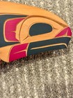 Signed Cedar Wood Carving  Salmon Feast Bowl  Aboriginal Art Salish Bc Canada
