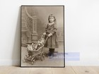Antique Victorian Era Photo Young Girl With Stroller Full Of Dolls Photo Print