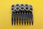 New Handmade Halloween Black Crystals On Small Black Combs  set Of 2 