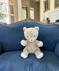 Vintage Eden Toys Teddy Bear 12  Tan Plush Sewn Haiti 1980s Stuffed Animal
