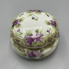 Vintage Trinket Dresser Powder Box Jar Floral Nippon Hand Painted Porcelain