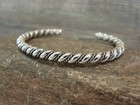 Native American Navajo Indian 3 16  Twisted Sterling Silver Bracelet By Tahe