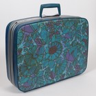 Vintage 70s Samsonite Fashionaire Blue Green Flowers Floral Suitcase 20 x15 x6 