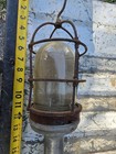 Vintage Industrial Explosion Proof Drop Light Caged Glass Lamp Salvage Steampunk