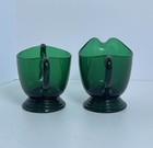 Vintage Emerald Green Viking Glass Pedestal Sugar   Creamer Set