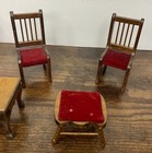Vintage Dollhouse Furniture Lot     11 Miniature Pieces     Mixed Wood Styles