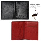 Black red Genuine Ostrich Credit Card Holder Mini Bifold Leather Wallet Handmade