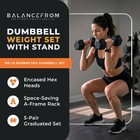 Balancefrom Dumbbell Set With Stand  Rubber Encased Home Gym Hand Weights  150lb