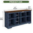 Rustic Cubby Bookcase 8 Cube Storage Organizer Horizontal Bookshelf Living Room