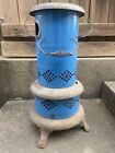Vtg Blue Porcelain Kerosene Oil Heater Parlor Stove Farmhouse Camping Western