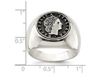 Mens Sterling Silver Antiqued Replica 50 Lire Italian Coin Ring