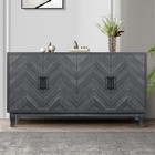 For Entryway Vintage Buffet Wooden Cabinet 4 Door storage Sideboard Taupe Grey