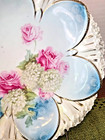 Antique Rs Prussia  roses And Snowballs  Plate Pink Roses Blue Petals Gold Gilt