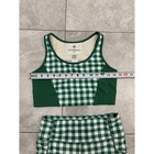 Tuckernuck Gingham Ava Bike Shorts   Bra Set Green Preppy Country Club Small