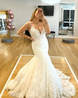 Mermaid Spaghetti Straps Wedding Dresses V Neck Lace Appliques Bridal Gowns