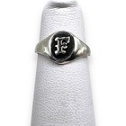 Vintage Initial Letter F Signet Oxidized 925 Sterling Silver Child Ring Size 3