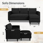 Sectional Sofa For Living Room 3-seat Reversible Couch With Convertible Ottoman