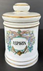 Pharmacy Apothecary Jars Set Of 4 White Porcalain Aspirin Gauze Vitamin Bandaid