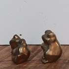 Vintage Mcm Solid Brass Small Chubby Frog Figurines Paper Weights Decor Set Of 2