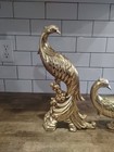 Vintage Mid Century Modern Pair Syroco Birds Peacocks Sculptures Figures Gold