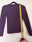 Arizona Jean Co  Women s Size L Multi-color Stripe Mock Neck Long Sleeve Shirt