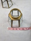 2 Vtg Hexagonal 6 Sided Beveled Clear Glass Brass Pendant Replacement Shades  50