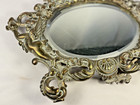 Antique Cast Brass Vanity Mirror Winged Cherub Griffin Design Ornate Victorian