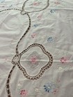 Vintage Crochet Lace Embroidered Pink   Blue Floral Tablecloth 86   x 68   
