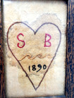 Oak Framed Vintage Antique Embroidered Picture - S B In A Heart 1890 - 5  X 7 