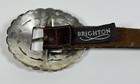 Brighton Brown Leather Belt Western Concho Engraved Silver Tone Buckle Vtg 1993