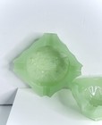 Vintage Jadeite Green Glass Ashtray Lot Of 2 Starburst Edge Mcm Retro Decor