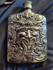 Vintage 1983 Godinger Silver-plated Bacchus Hip Flask     Ornate 3d Relief 6oz