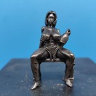 Seated Woman Metal Statue Miniature Bronze Finish Female Figurine Art Sculpture