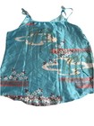 Japanese Style Kimono Robe Cami Blue Geisha Print Silky  Artisan Size Xxl Silk