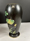 Vintage Porcelain Japanese Vase Kingfisher Bird  Flowers 8 25    Black