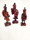 3 X Oriental Wooden Carvings - Chinese Fisherman Mid 1900 s
