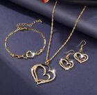 Crystal Heart Jewelry Set With Necklace Bracelet Earrings Women s Gift 96-1