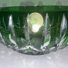 Waterford Emerald Green Araglin Prestige Bowl 7  Cased Cut To Clear Crystal