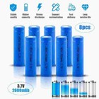 8 Pack 14500 Battery 2600mah Li-ion 3 7v Rechargeable Batteries For Flashlight