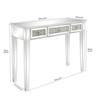 Mirrored Console Table - Crushed Diamond Glam Vanity Entryway 3 Drawer Silver