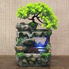 Mini Tabletop Water Fountain Rockery Waterfall W  Led Light Table Decor Ornament
