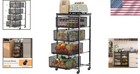Fruit Vegetable Storage Cart Kitchen Organizer With Wheels - 4 Tiers Black