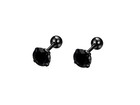 Black Cz Stud Earrings Screw Back Stainless Steel Round Cubic Zirconia Men Women