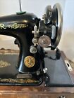 Antique Vtg Singer Model 99 Sewing Machine W  Wood Case Hand Crank No Key