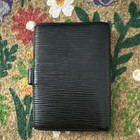 Louis Vuitton Black Leather 6-ring Organizer agenda Planner Snap Closure