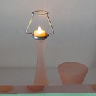 Vintage Pink Satin Glass Fairy Lamp 2 Piece Candle Holder Mcm Accent Hourglass